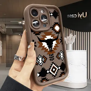 Uyi Case Cowboy Style Soft Case for iPhone 17 Air 16 16e 15 14 13 12 11 Plus Pro Max X XS Shockproof Drop Protection Rugged Durable Silicone Cover with Aztec Pattern Smartphone Protective