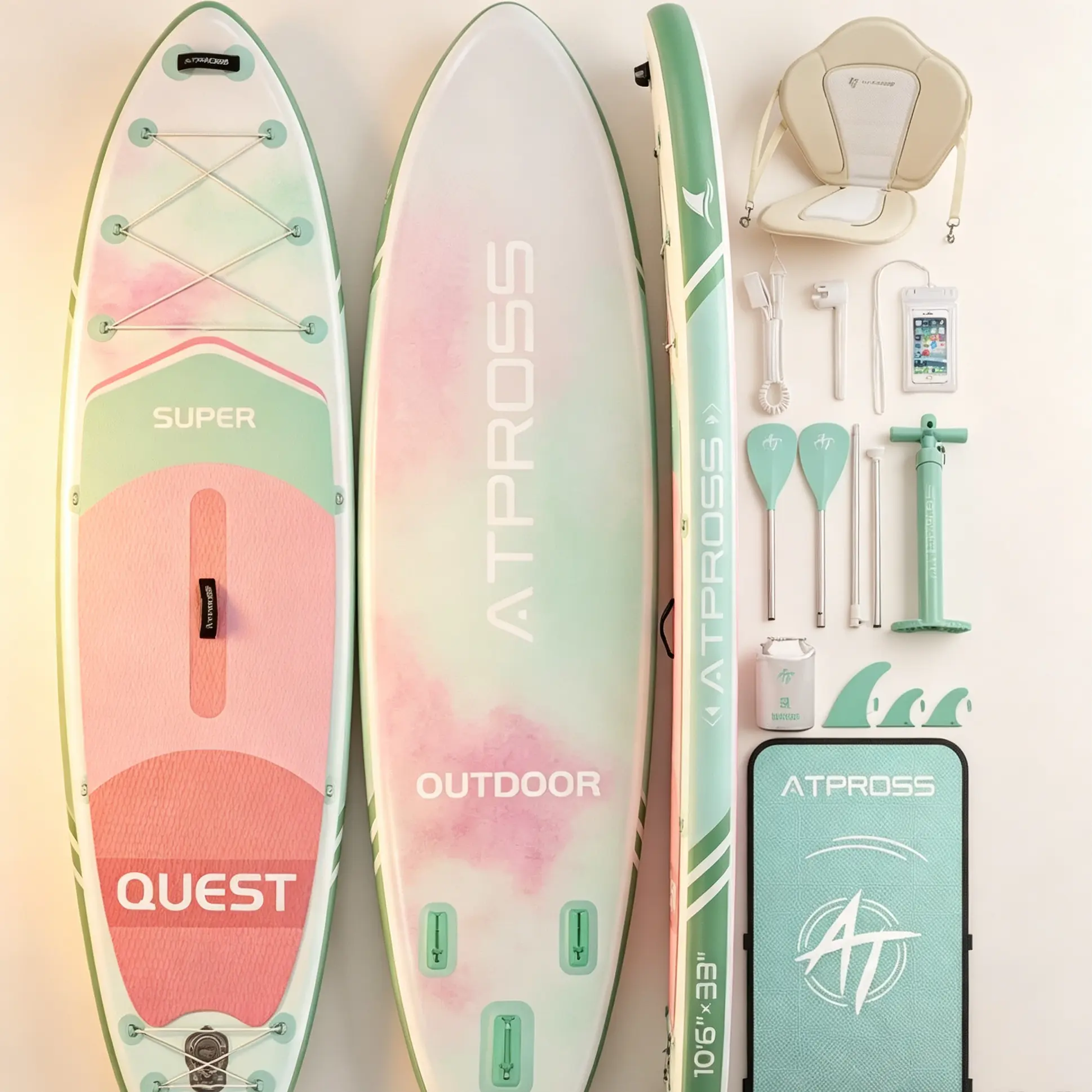 Inflatable Paddleboard, 10'6''x33'' Extra-Wide Stability SUP with Anti-Slip EVA Deck for Beginners, 400lbs Capacity, Includes Kayak Seat & Accessories, Stability Paddleboard