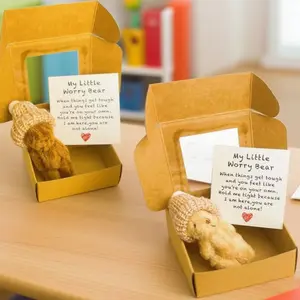 Little Bear in Box, 1 Set Mini Plush Bear with Inspirational Card, Sympathy Gift for Christmas& Valentine's Day & Mother's Day, Personalized Gift, Gift ldea, Crochet Gift
