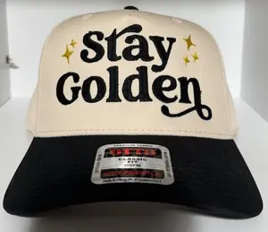 Embroidered Stay Golden Hat Life Quotes Base Ball Two Tone Cap Custom Thread Color Gif For Her/Him