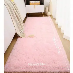1pc Soft Long Plush Washable Silk Decorative Square Rug, Suitable For Bedroom Living Room Dorm, Nursery, Playroom For Girls, Pure Purple ,Room Decor,Valentine's Day