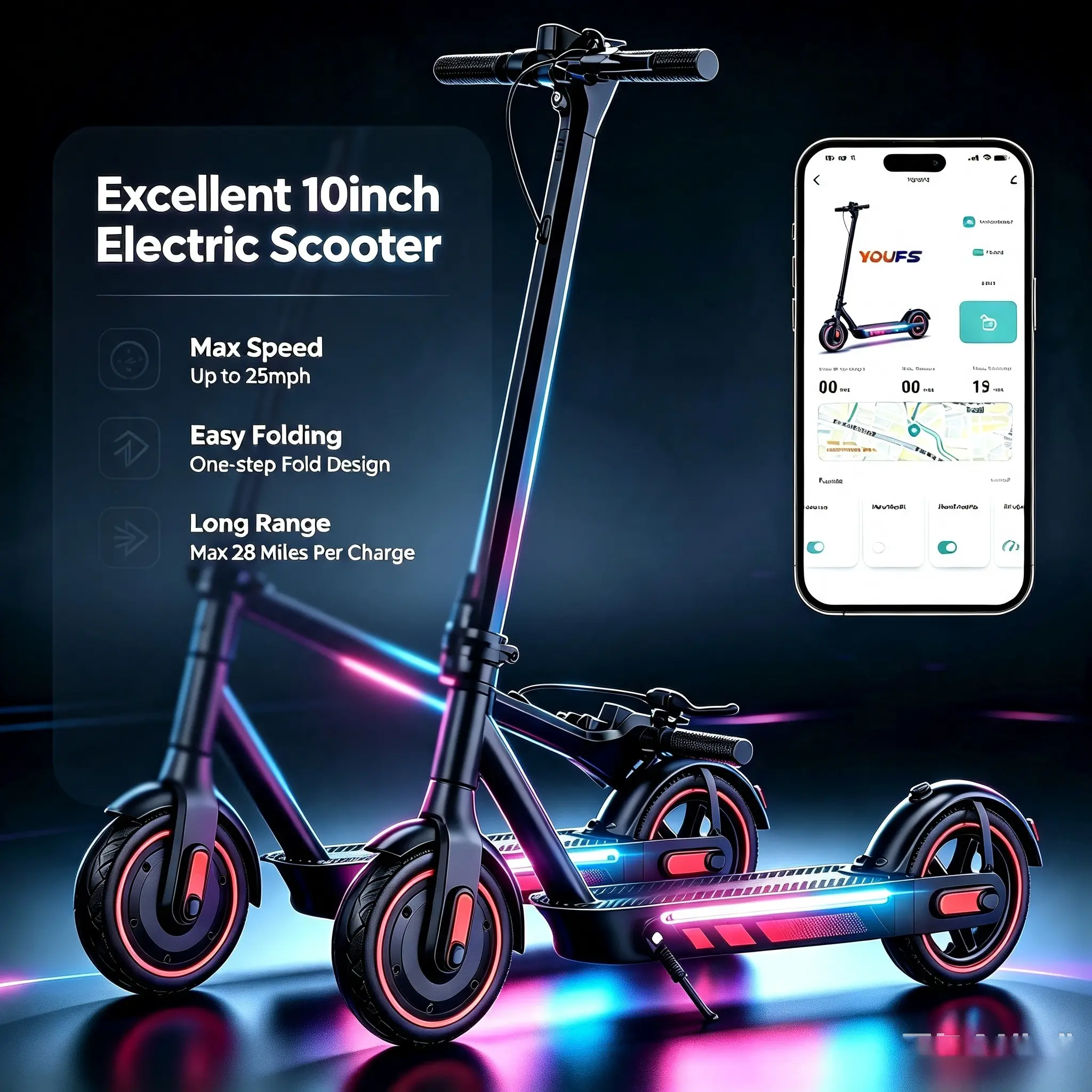 2026 Adult Electric Scooter, 600W Motor, 25 MPH Top Speed, 3 Speed Modes, App Control, Dual Braking System, Smart LCD Display, 1-Step Folding, Ideal for Urban Commuting, Perfect Gift Choice