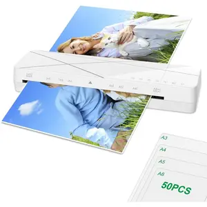 A3 Laminator Machine 13 Inch Thermal Cold 10-in-1 Auto Feed Laminator with 50 Sheets, Paper Trimmer, Corner Rounder,  Warm Up Jam-Proof for  Office School Documents Photos (White)