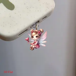 2D Cute Fairy Wings Acrylic Dust Plug for iPhone Type C Android Phones Tablets AirPods Charging Port Decoration Charm Accessory Cellphone Accessories