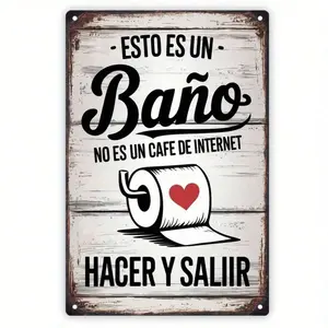 Retro Spanish Style Metal Sign – Humorous Toilet Paper Design, 8x11.8 Inch Country Style Wall Hanging Decoration – Reusable Iron Sign for Home, Kitchen, Office, Garden – Easy to Hang, No Electricity Required, Toilet Decoration and Accessories