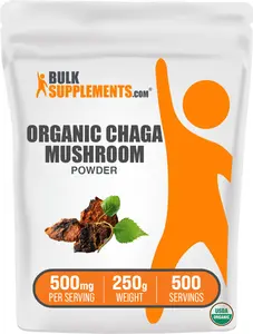 BulkSupplements Organic Chaga Mushroom Powder - Dietary Supplements - Edible - Fitness - Natural Antioxidants - Pure Chaga - 100g-1kg - 500mg per Serving