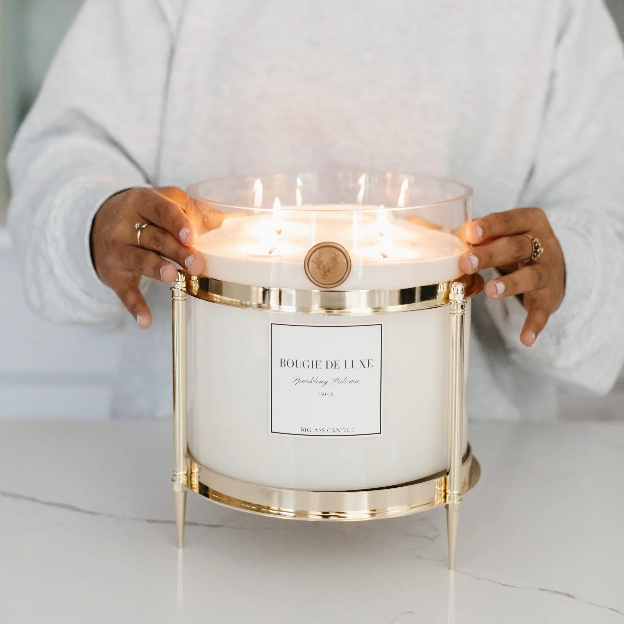 Brushed Gold Big Ass Candle Holder, Stand for your Big Ass Candle Decoration Items Home Decor