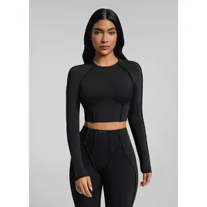 Contour Stitch Long Sleeve Crop | Catline Collection | Womenswear