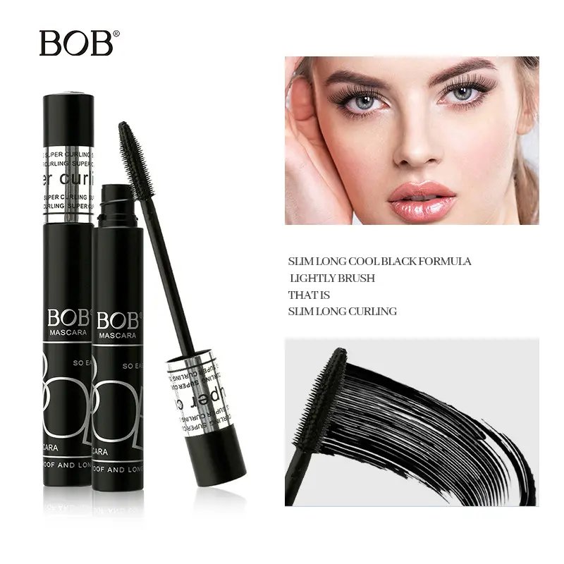 BOB 24H Waterproof Lengthening & Volumising Makeup Mascara with Lash Primer - Smudge-Proof, Long-Lasting, Curling, Clump-Free, Defined Natural Look - Sensitive Eyes Safe, Vegan & Cruelty-Free