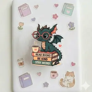 Magnetic Phone Grip Read Books Be Kind, Magsafe Compatible Kindle Holder, Cute Dragon Aesthetic High-Quality Print, Gift for Readers, Strong Magnet