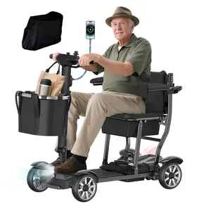 Mobility Scooter for Adults, 25Miles 4 Wheel Motorized Mobility Scooter w/Dustproof Cover, 350LBS Capacity & Lithium Battery, 38LBS Aluminium Electric Powered Mobility for Outdoor, Silver