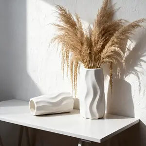 Nordic Wave Pattern Vase Set, Large & Small Plastic Flower Pots, Minimalist Living Room Bedroom Decor, Lightweight Easy Care, Home Decor Vase, Decorative Vase