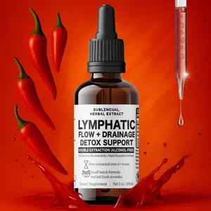 Lymphatic Flow & Drainage Support Drops - Herbal Extract - Mullein Leaf & Dandelion Root - Cayenne - Vegan - 60 Servings - Alcohol-Free - 2 oz Bottle - US Made