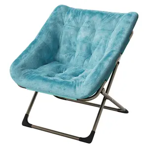 Garvee Oversized Collapsible Saucer Chair for Adults with Soft Faux Fur Upholstery, No Assembly Required, Durable Metal Frame, Perfect for Bedroom, Living Room, Dorms, and Small Spaces, Green with Gold Legs