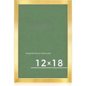 12x18 Picture Frame Gold(1 Pack), 12x18 Frame for Wall Decoration, Classic Gold Minimalist Style Suitable for Decorating Houses, Offices, Hotels