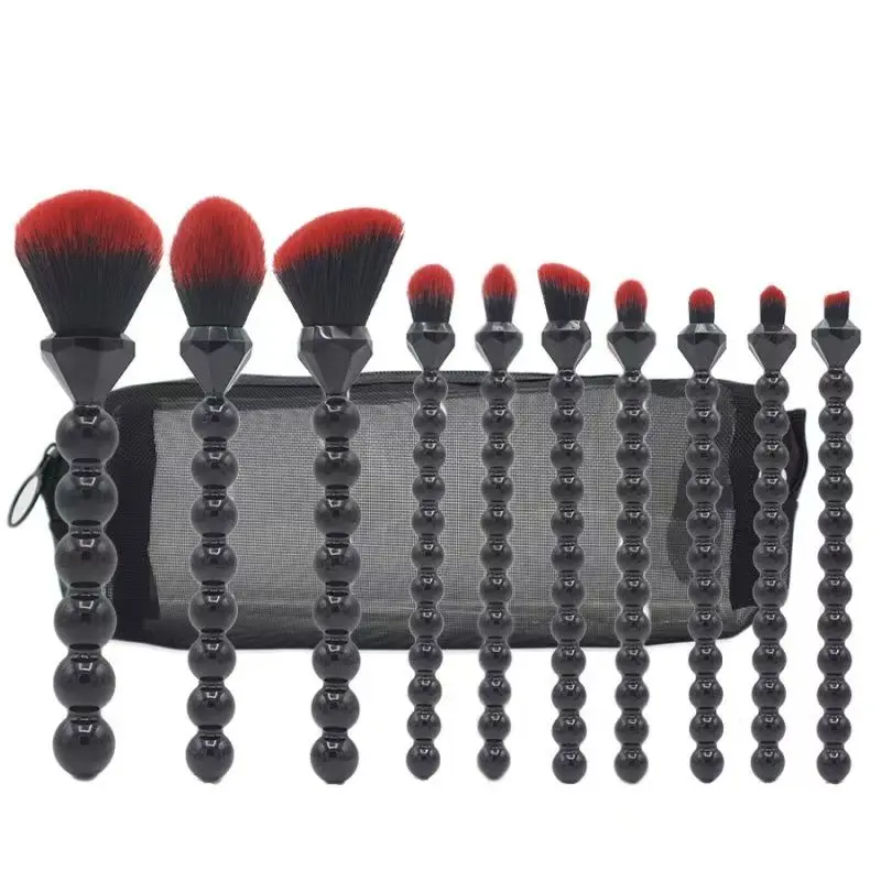 Professional Makeup Brush Set with Travel Case, 10PCS Synthetic Makeup Brushes for Foundation, Conce aler, Blush, Powder & Eyeshadow, Labeled Face Eye Brushes for Beginners, Makeup Artists