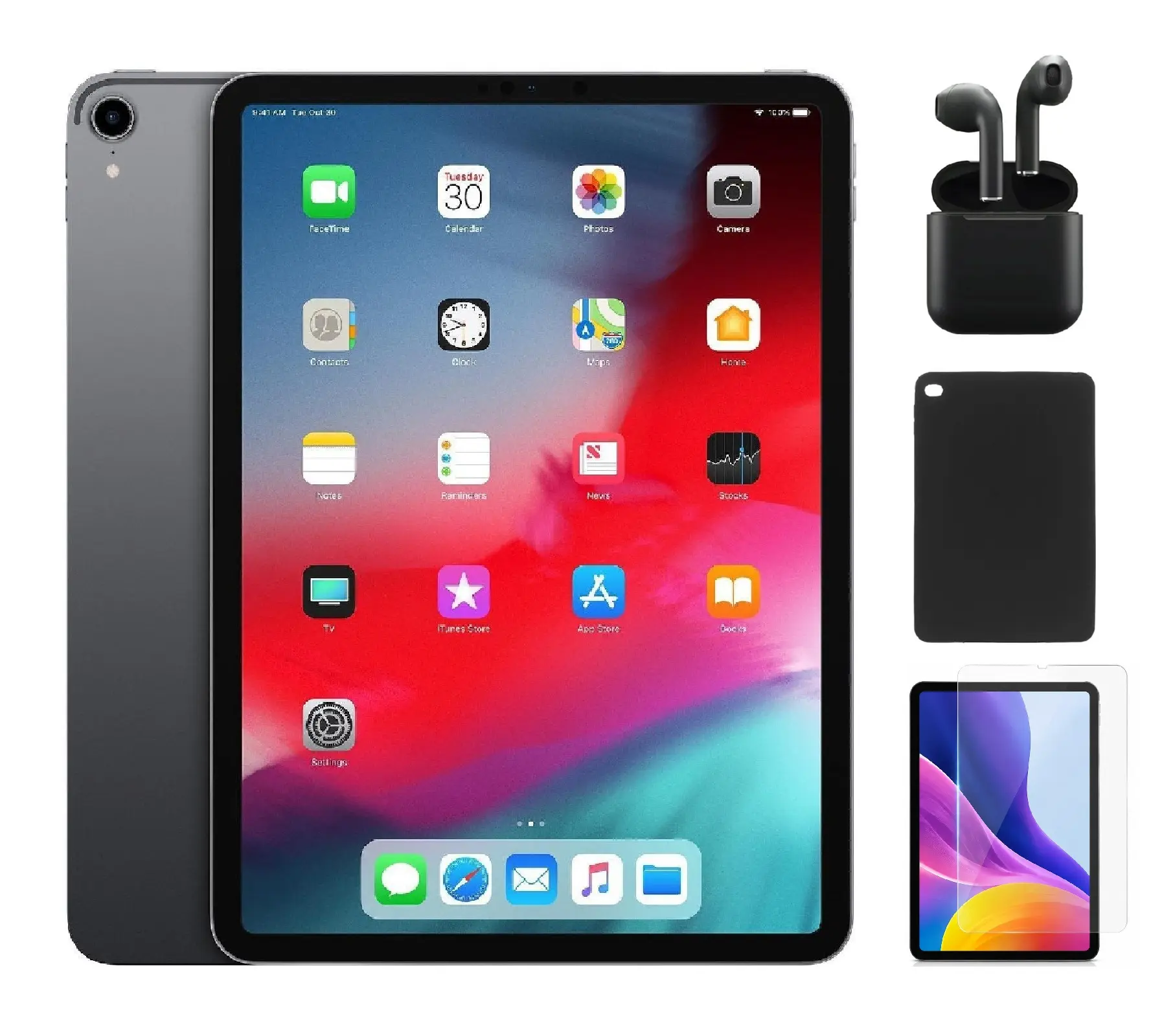 Refurbished Apple iPad Pro 11" (2018) (WiFi) A1980 Good Condition with Case, Wireless Earbuds,Tempered Glass Screen Protector & 1 Year Warranty