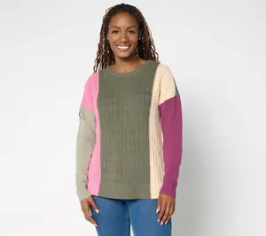 Belle by Kim Gravel Tri Textured Color Block Sweater