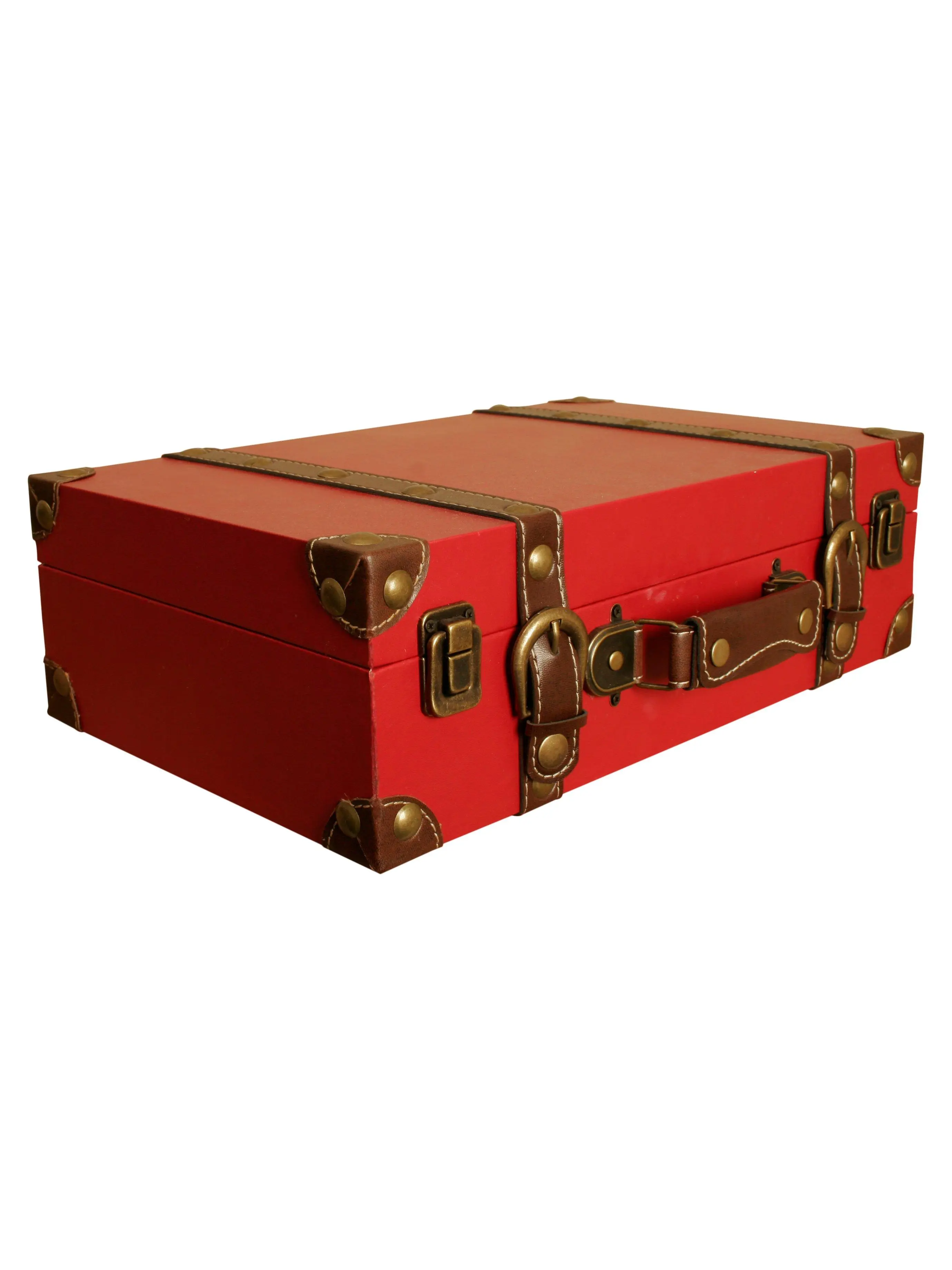 Faux Leather Suitcase, Red