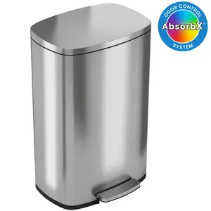 iTouchless SoftStep 13.2 Gallon Step Trash Can with Odor Filter System Stainless Steel