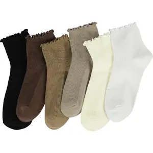 Ruffle Socks Women - Cute Crew Frilly Sock - Low CutCotton Socks , Ladies Size 5-11