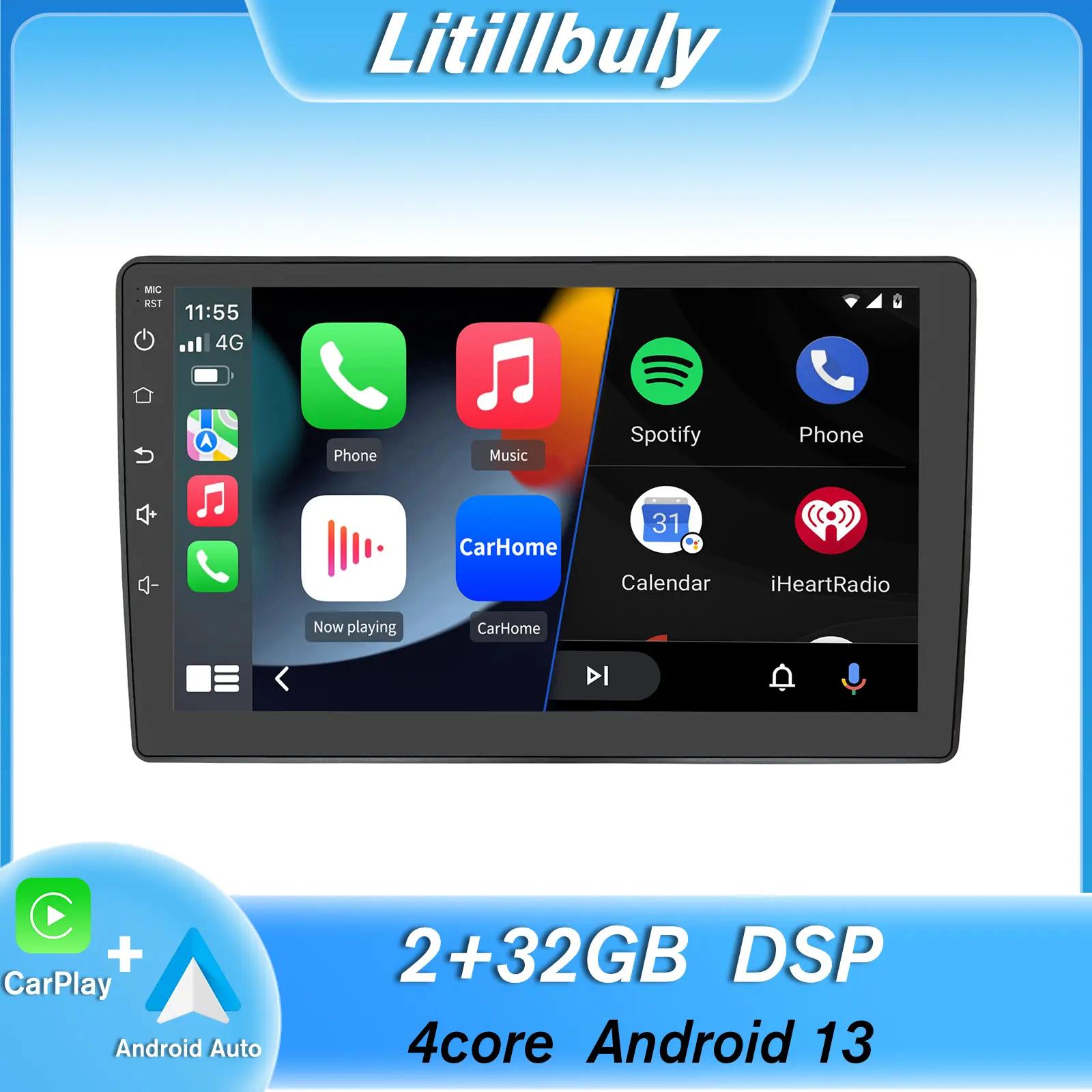 Car Stereo for GMC Chevy Silverado 2007-2013 touch screen has Android Auto Wireless Carplay, Bluetooth WIFI supports GPS Navigation