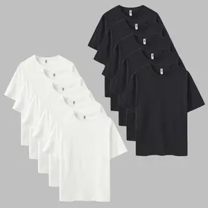 Men's Short-Sleeve Round Neck T-Shirts - 10-Pack Classic Casual Plain Tops (5 White, 5 Black), Shortsleeve, Tshirt