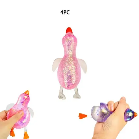4Pcs Unisex Cute Duck Colorful Animal Decompression Squishy Balls - Soft Plastic Squishies Toys, Fidgets for Anxiety, Anxiety Ball Stress Relief Toys for Kids Ages 3+, Ideal Gift for Home & Office