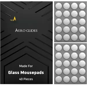 (R) Aero Glides | 40 Dot  Skates for Glass Mousepad | High-Density PTFE | Rounded and Polished for Quiet Use
