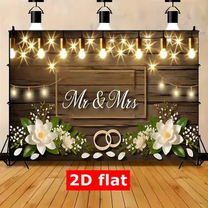 Romantic Wedding Backdrop Elegant Ceremony Backdrop Floral Love Background Cloth Wedding Tapestry Wall Hanging Photography Background Polyester Fiber Courtyard Studio Garden Home Party Event Decor Studio Prop Wall Art