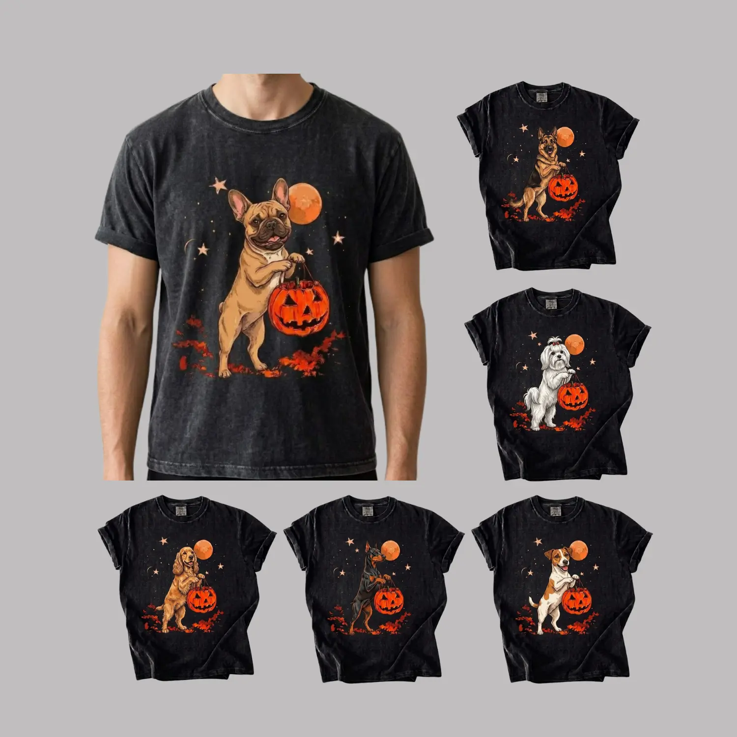 30+ Dog Breeds Spooky Season Comfort Colors Shirt Funny Pet Lover Tee