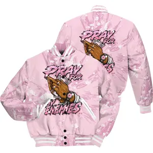 Orchid 4s Shirt Varsity Jacket - "Prayed For Enemies" Luxury Graphic All Over Print RAQ0