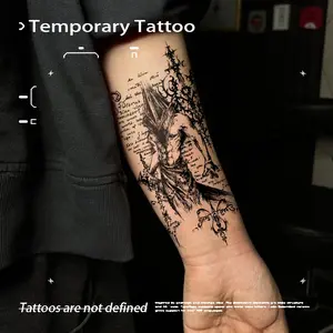 Silent Hill Pyramid Head Herbal Juice Temporary Tattoo Sticker Waterproof Long Lasting Non-reflective Dark Gothic Design Realistic Fake Tattoo Ins Niche Premium Style Arm Hand Tattoo Sticker