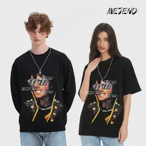 Mens Graphic Tees, 250Gsm Cotton, Oversized Mens tshirt, rhinestone shirt, Comfort Shortsleeve Casual, Streetwear tee, MeJend Sweatshirt Crewneck Menswear
