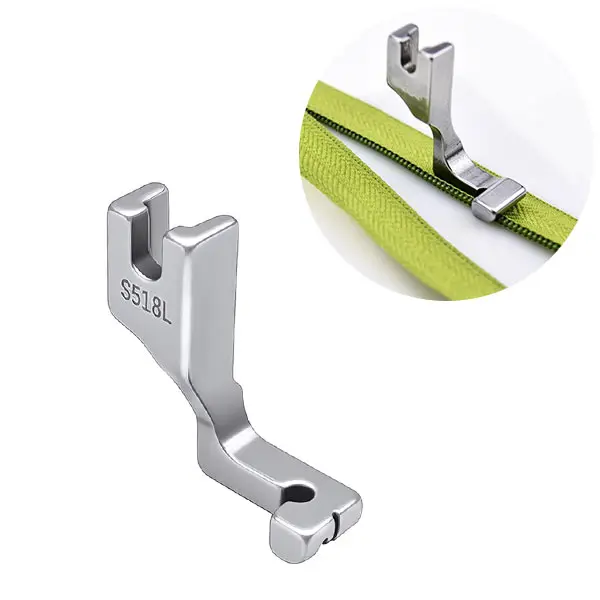 New Upgraded Steel S518L Invisible Zipper Presser Foot for Computerized Lockstitch Machine, Industrial Sewing Machine Single Side Zipper Foot Durable Tailoring, Garments Home Sewing Projects Tailoring Shops, Precision Sew