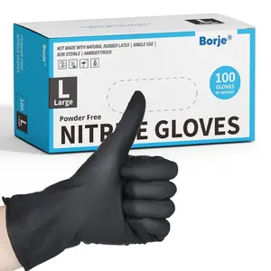 Black Nitrile Disposable Gloves,Medical Exam Gloves, Latex & Powder-Free, Food Safe, Textured Fingertips, Cleaning, Large, 100 Count