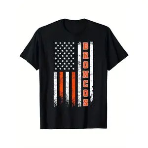 Broncos Name Retro Vintage First Name Broncos Lover Usa Flag T-Shirt, Men'S and Women'S Short Sleeve T-Shirt, 100% Cotton, S-XXXL