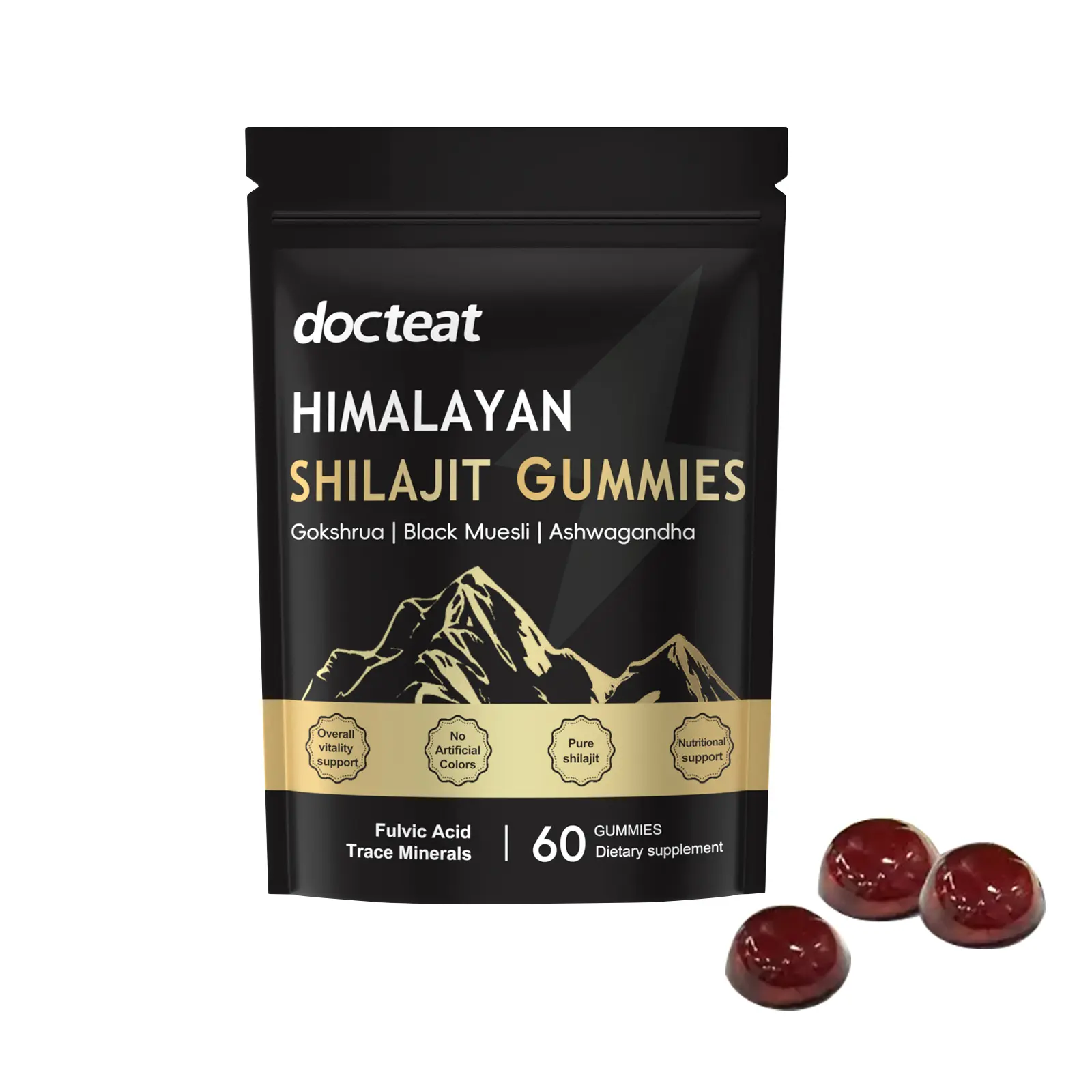 Pure Himalayan Shilajit Edible Chewables - 60 Count Botanical Plant-Based Natural Blend Healthcare Supplement with Ashwagandha, Gokshura, Black Musli, Adult Energy Boost & Daily Nutritional Vitality Support