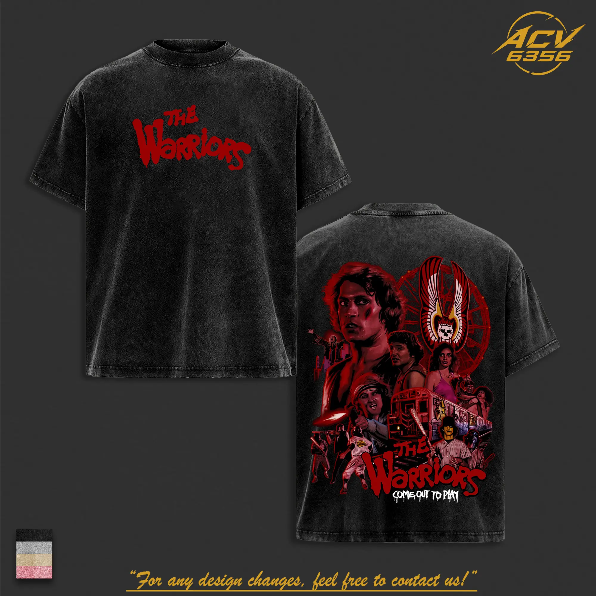 The Warriors Vintage Washed Oversized T-Shirt, Come Out To Play Movie Graphic Tee, Retro Cult Classic Action Film Streetwear Shirt, Heavyweight Cotton 70s Movie Fan Merch, Double Sided Unisex Washed Tee Gift For Film Lovers
