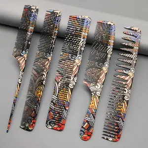 5pcs Professional Hair Combs, Stylist-Grade Cutting Comb, Heat-Resistant PC Resin, Sharp Tail Comb, Unisex Hair Brush, Big Backcomb