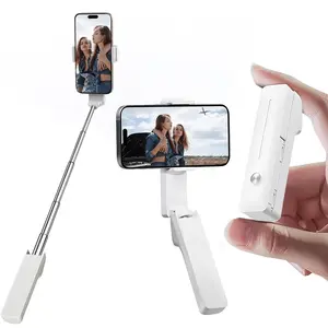 Extendable Retractable Mini Selfie Stick for iPhone/Android Phone, Pocket Size Portable Selfie Stick with Remote, Compact Phone Selfie Sticks with Phone Holder for Content Creation/Vlog/Video Record/Live Streaming
