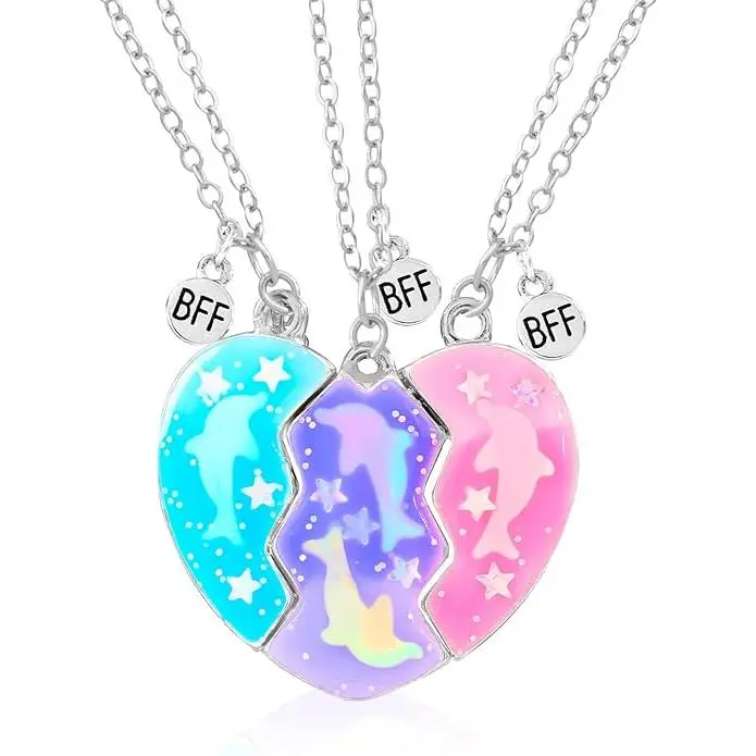 【Graduation Gifts】Virelyn B Friendship Necklace for 2/3 Best Friend Necklace Heart Pendant Matching BFF Necklaces for 3 Best Friend Birthday Gifts