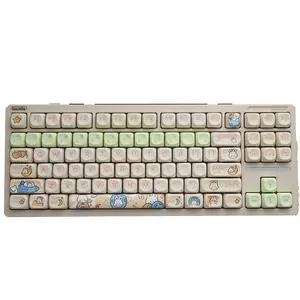 130+ Key Space Rabbit Theme Pbt Keycaps, Dye Sublimation Process, Moa Profile, Compatible with Mx Axis, for 61/64/68/87/96/104/108 Keyboards