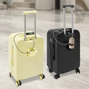 CNCEST 24" Hardshell Suitcase with USB Port & Cup Holder 99lb Capacity Luggage Airline Checked Baggage Durable Suitcase with 360° Wheels Lightweight