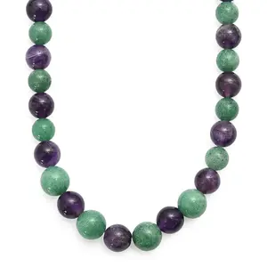 Green Aventurine and Amethyst 335.00 ctw Beaded Necklace in Platinum Bond 20 Inches Christmas Gifts