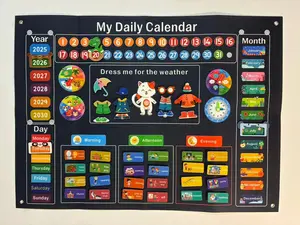 Felt Daily Calendar Board for Kids Visual Schedule & Time Management Learning Board Reusable Movable Cards for Home Learning Study Planning