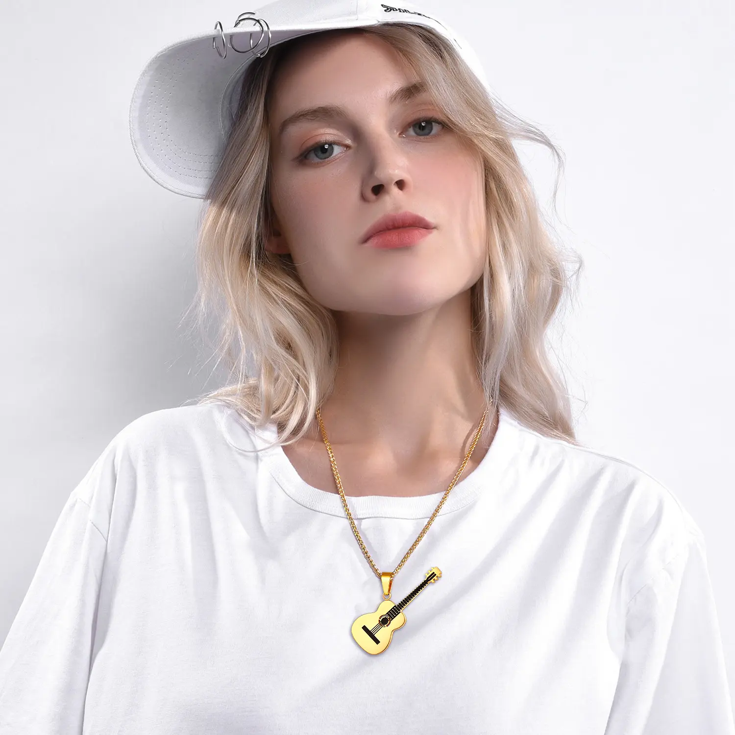 FaithHeart Guitar Pick Necklace Stainless Steel R&B Music Jewelry