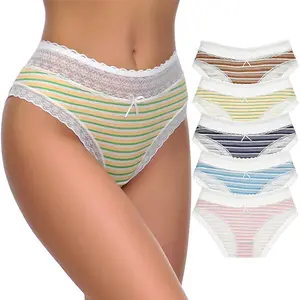 Cotton Underwear for Women Cheeky Bikini Womens Underwear Pack Sexy Lace Wasit Hipster Brief Panties for Ladies