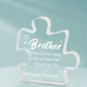 Puzzle Shaped Acrylic Ornament, Creative Clear Acrylic Desktop Decoration, Birthday Gift for Brother, Thank You Gift for Brother, Leaving Keepsake Paperweight, Signs
