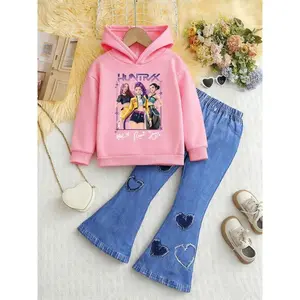 Girl Hoodie Set, Cartoon Anime Theme, High Waist Loose Pants, Spring and Autumn CasualRAIMENTRY